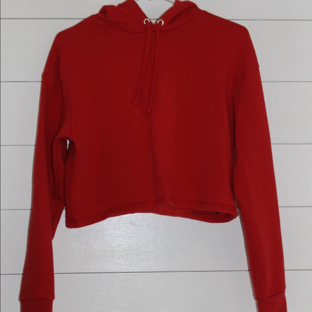 Red crop hoodie